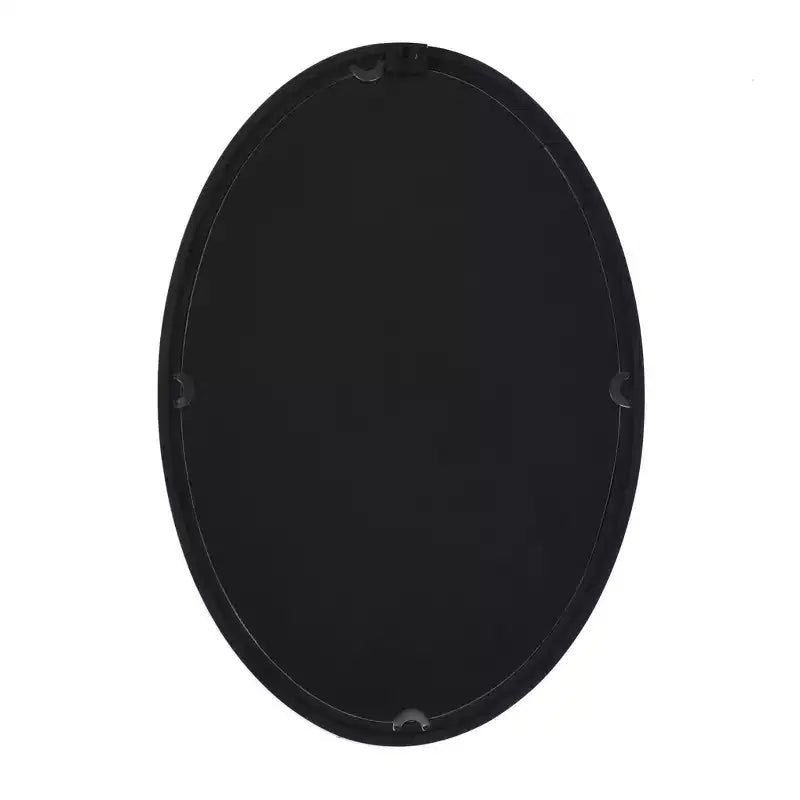 Wood Oval Wall Mirror with Beaded Trim, Black, 17.32"W x 25.2"H, Ready to Hang