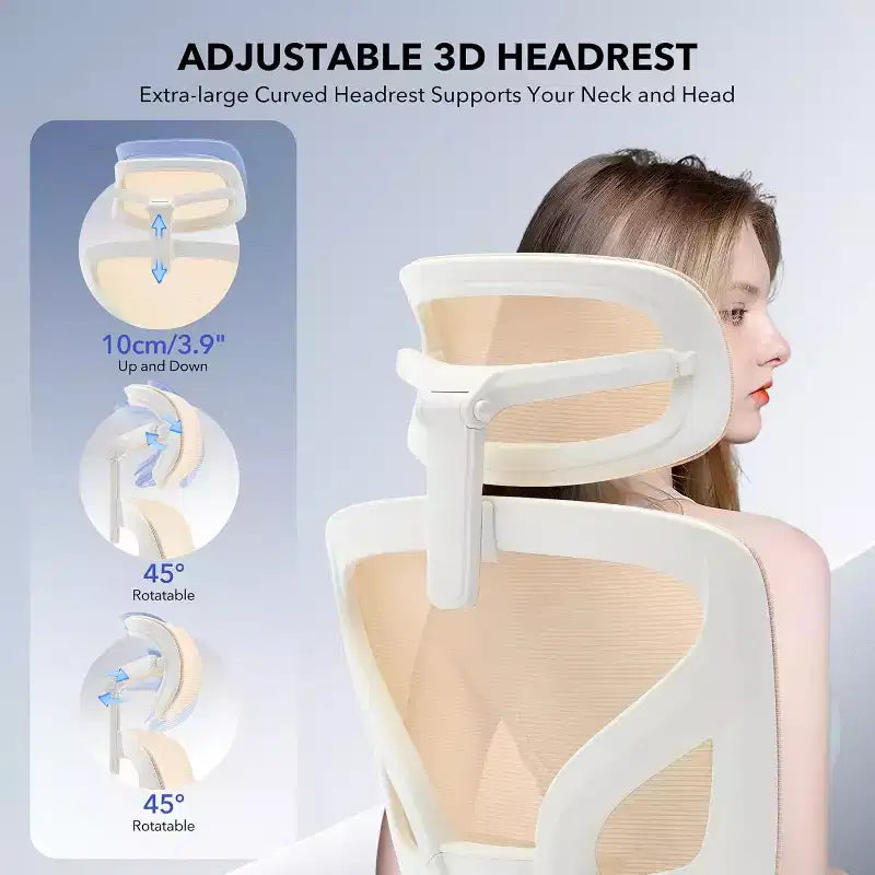 High-Back Mesh Office Chair with Adjustable Lumbar Support, 3D Armrests & Headrest, 360° Swivel