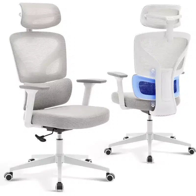 High-Back Mesh Office Chair with Adjustable Lumbar Support, 3D Armrests & Headrest, 360° Swivel