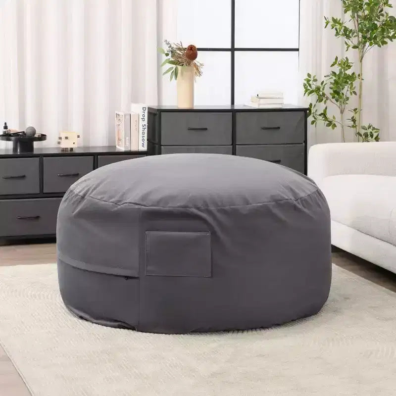 Bean Bag Chair with Removable Washable Cover, Side Pockets & Carry Handles, Oversized Foam Lounger