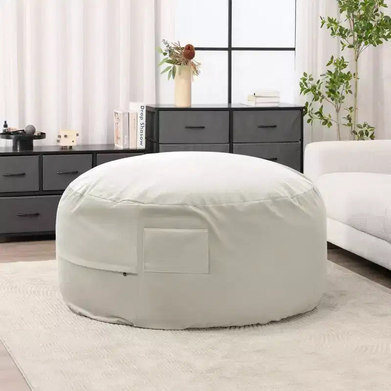 Bean Bag Chair with Removable Washable Cover, Side Pockets & Carry Handles, Oversized Foam Lounger
