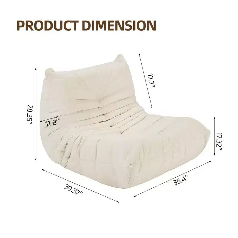 Bean Bag Chair for Adults – Large Memory Foam Lounger, Off-White