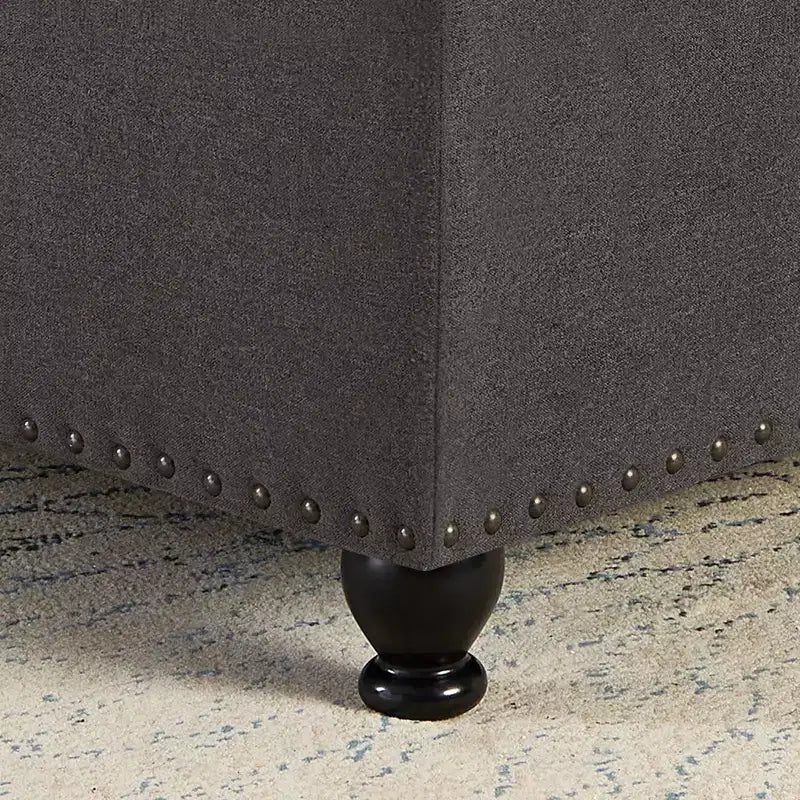 Square Storage Ottoman with Button Tufting and Nail Trim, Linen Upholstered, 30"W x 30"D x 18"H