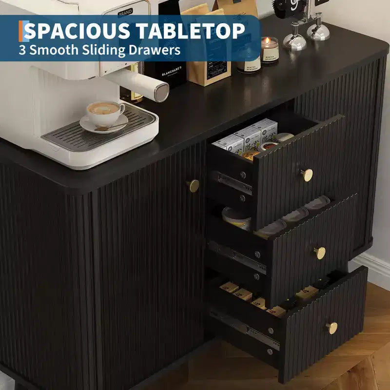Coffee Table with Open Storage Shelf and Lower Shelf, MDF and Metal Frame, 47.2"W x 23.6"D x 17.7"H, Holds up to 110 lbs