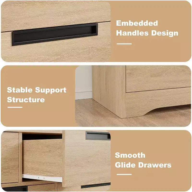 Nightstand with Charging Station, 2 Drawers and Open Shelf, 19.7"W x 15.7"D x 23.6"H, Holds up to 66 lbs