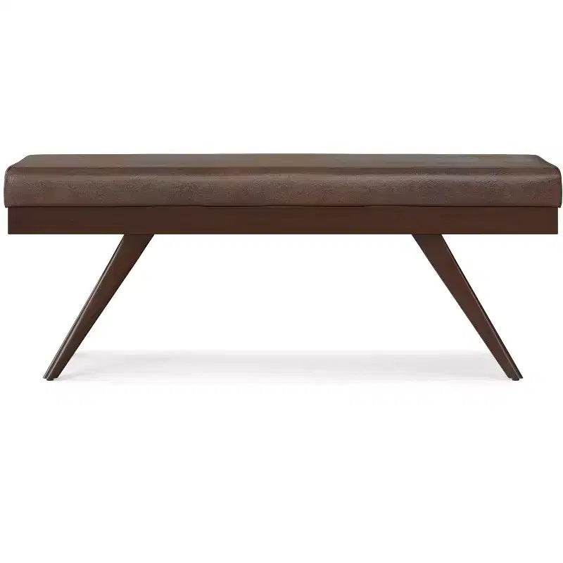 Upholstered Ottoman Bench with Button Tufting and Wood Legs, 48"W x 16"D x 18"H, Holds up to 500 lbs