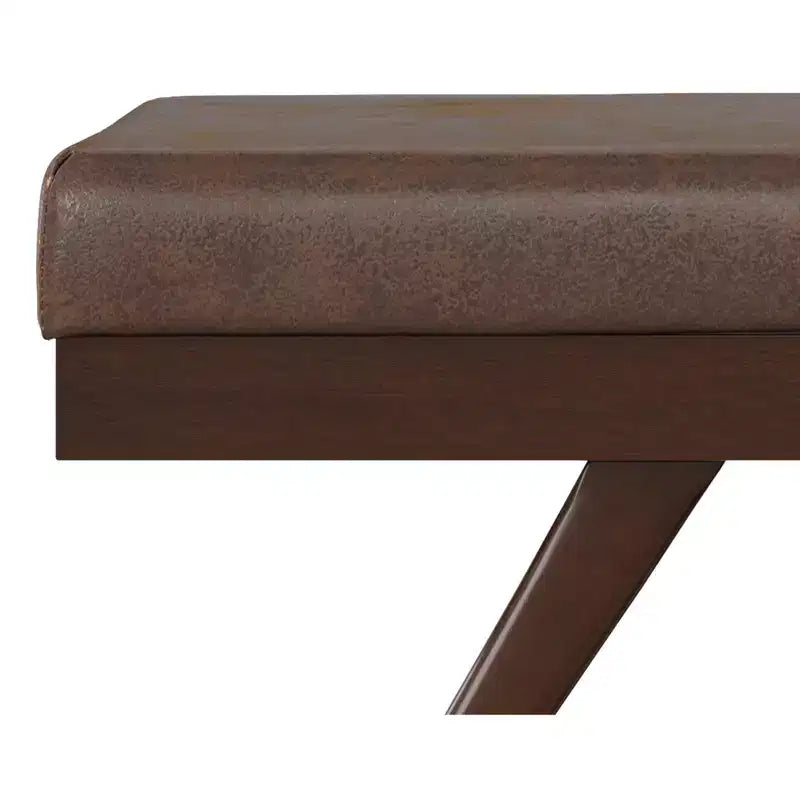 Upholstered Ottoman Bench with Button Tufting and Wood Legs, 48"W x 16"D x 18"H, Holds up to 500 lbs