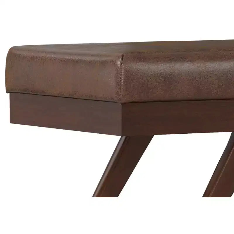 Upholstered Ottoman Bench with Button Tufting and Wood Legs, 48"W x 16"D x 18"H, Holds up to 500 lbs