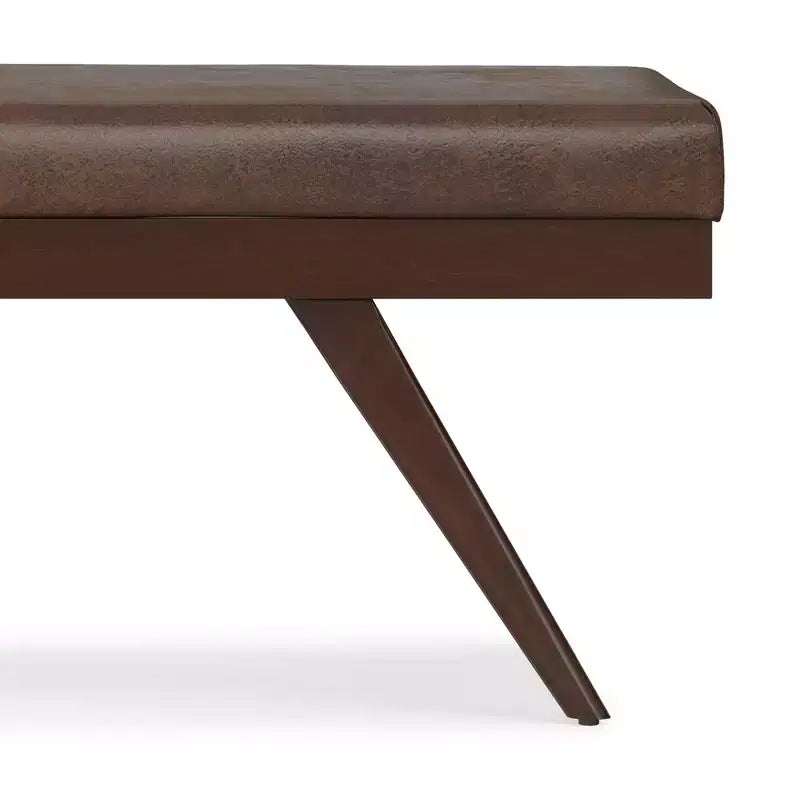 Upholstered Ottoman Bench with Button Tufting and Wood Legs, 48"W x 16"D x 18"H, Holds up to 500 lbs