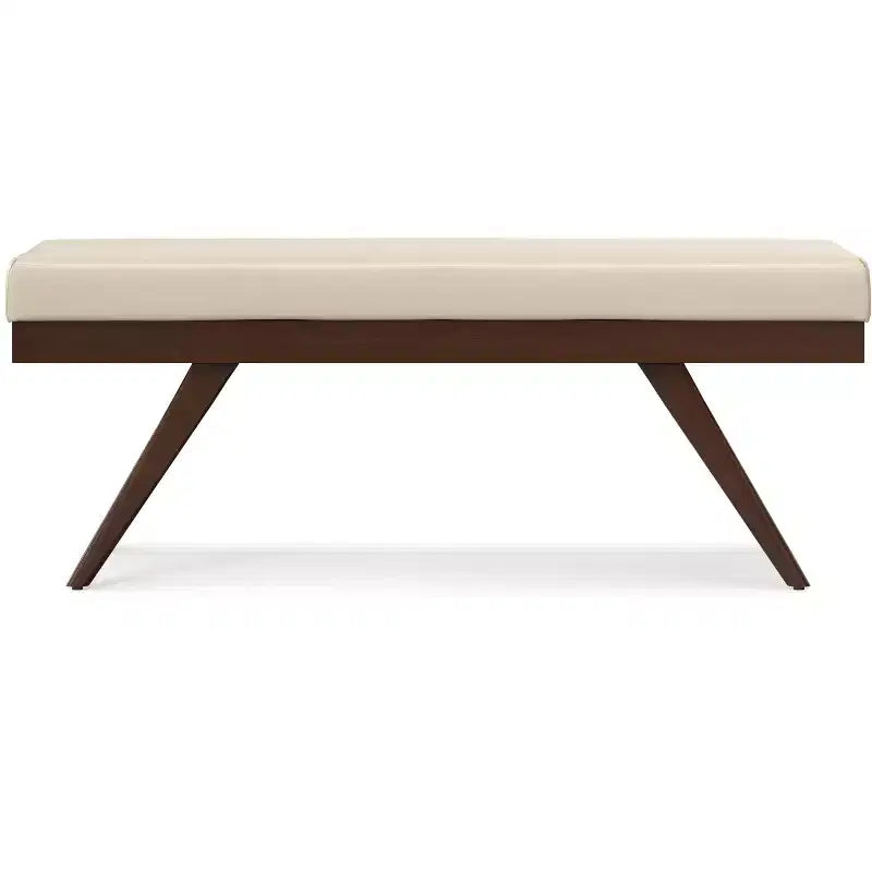 Upholstered Ottoman Bench with Button Tufting and Wood Legs, 48"W x 16"D x 18"H, Holds up to 500 lbs