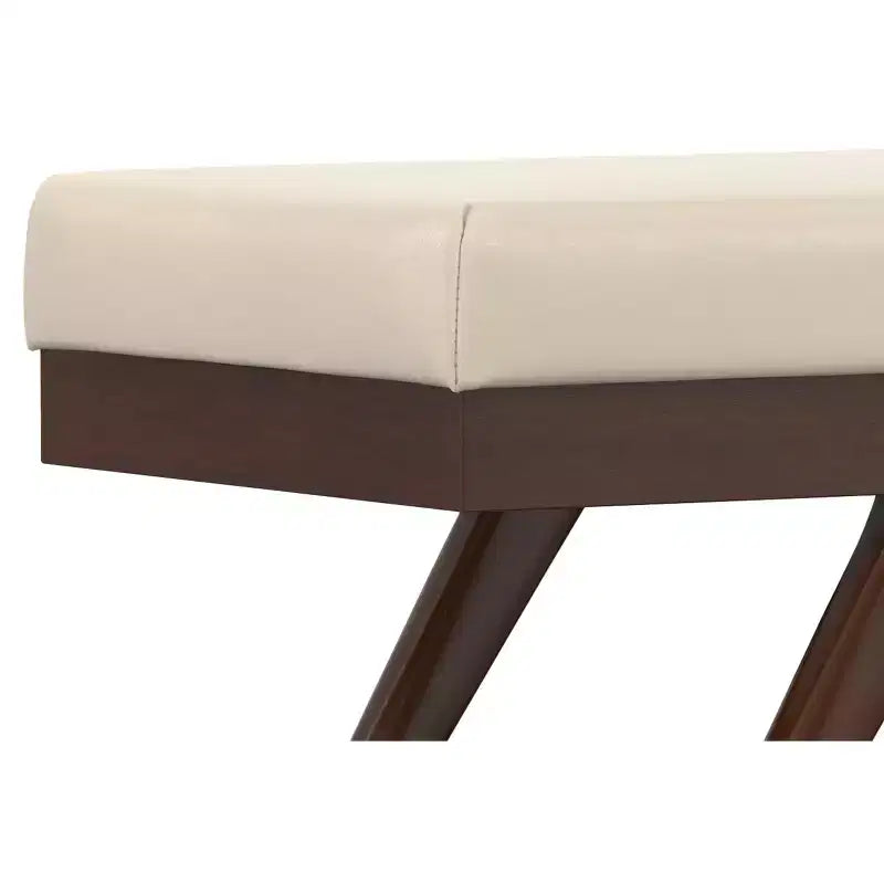 Upholstered Ottoman Bench with Button Tufting and Wood Legs, 48"W x 16"D x 18"H, Holds up to 500 lbs