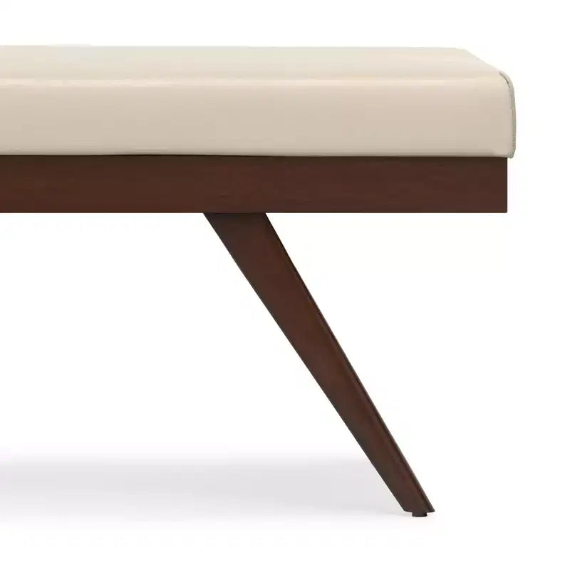 Upholstered Ottoman Bench with Button Tufting and Wood Legs, 48"W x 16"D x 18"H, Holds up to 500 lbs