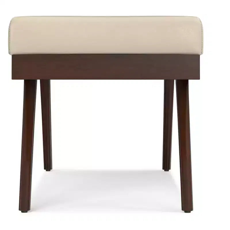 Upholstered Ottoman Bench with Button Tufting and Wood Legs, 48"W x 16"D x 18"H, Holds up to 500 lbs