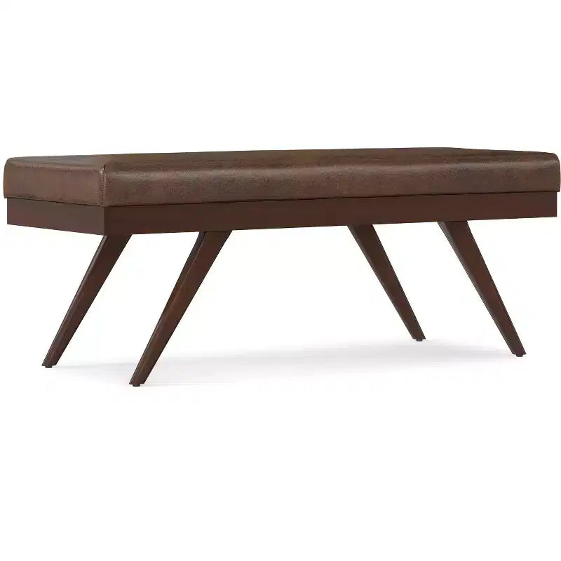 Nadine 48 inch Wide Mid Century Modern Rectangle Ottoman Bench in Vegan Faux Leather