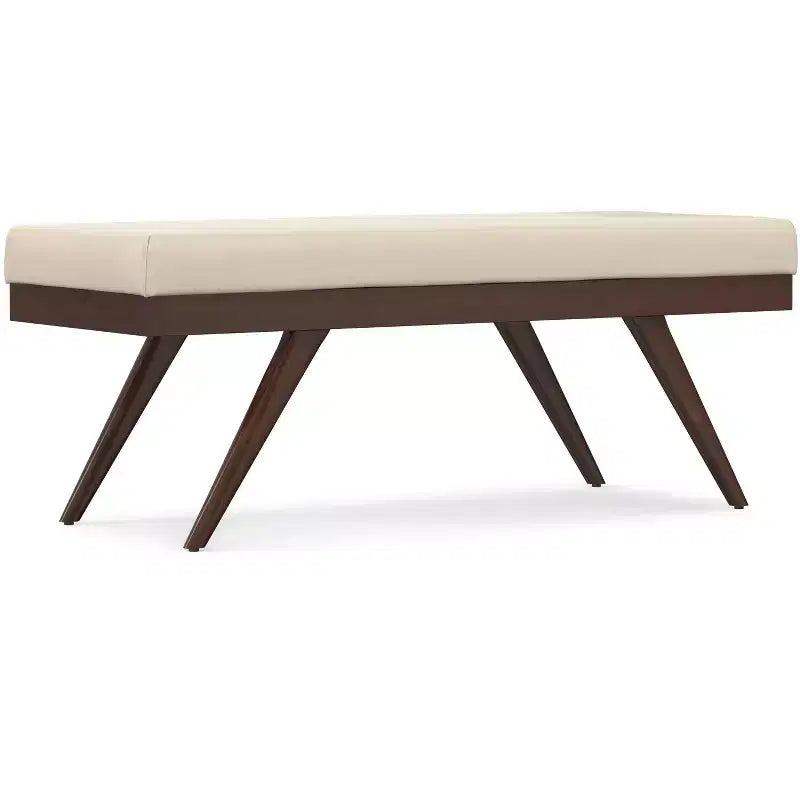 Upholstered Ottoman Bench with Button Tufting and Wood Legs, 48"W x 16"D x 18"H, Holds up to 500 lbs