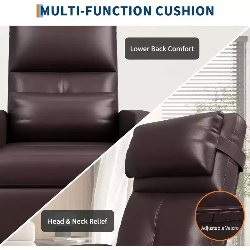 Recliner Chair with Massage, Heat and Lumbar Support, Faux Leather, 29.1"W x 26.4"D x 42.5"H, Holds up to 300 lbs