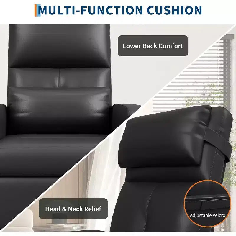 Recliner Chair with Massage, Heat and Lumbar Support, Faux Leather, 29.1"W x 26.4"D x 42.5"H, Holds up to 300 lbs