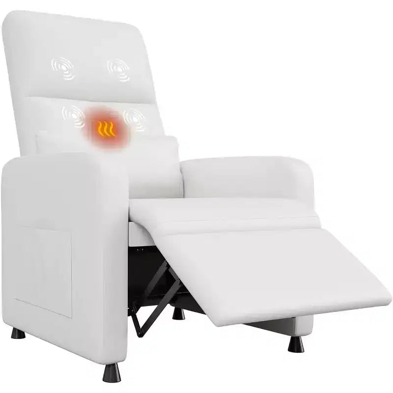 Recliner Chair with Massage, Heat and Lumbar Support, Faux Leather, 29.1"W x 26.4"D x 42.5"H, Holds up to 300 lbs