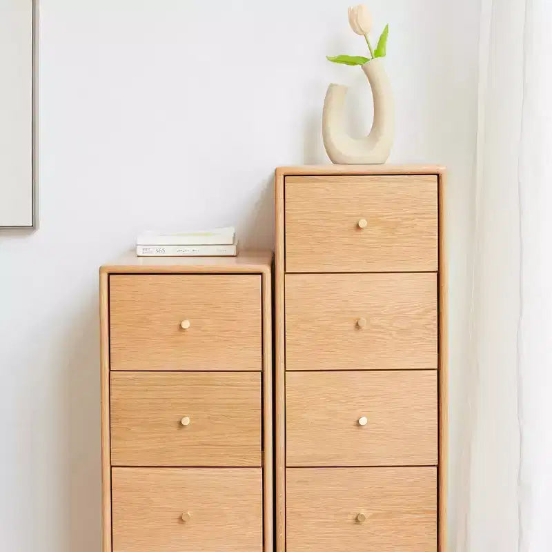 Small Dresser with 3 or 4 Drawers, Solid Wood Sliding Rail, Narrow Design for Bedroom or Hallway