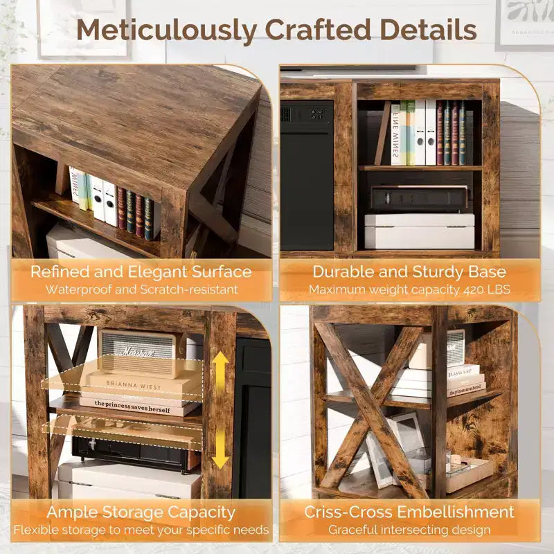 TV Stand with 18" Electric Fireplace for TVs up to 70", Farmhouse Style, 58.66"W x 15.75"D x 23.62"H