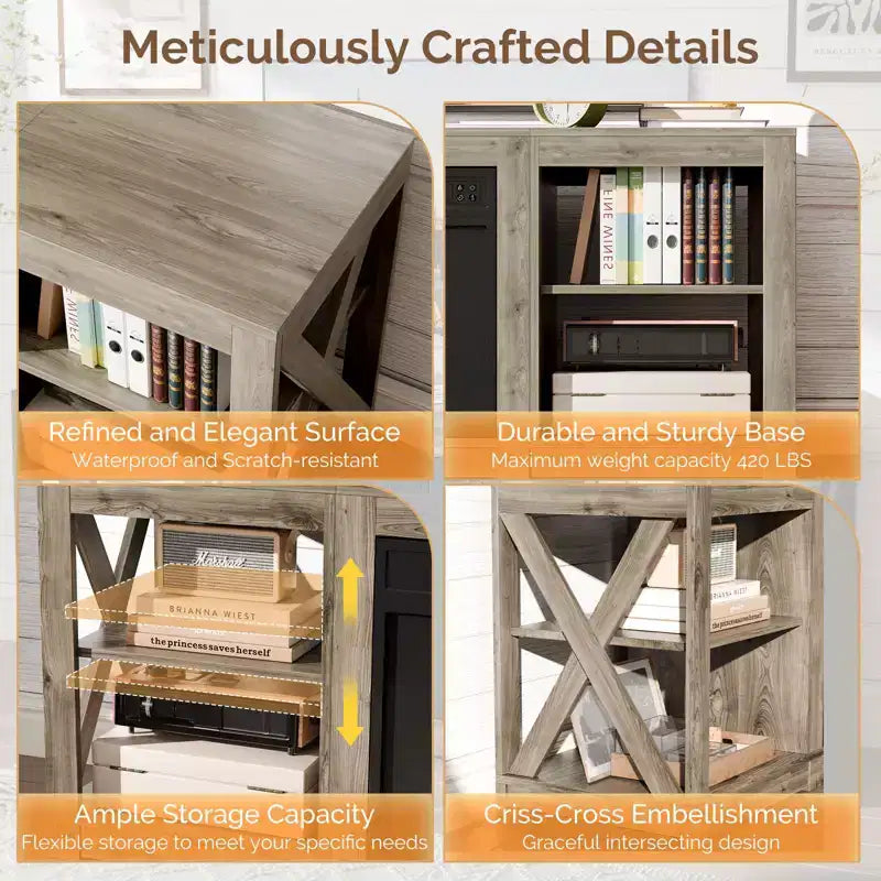 TV Stand with 18" Electric Fireplace for TVs up to 70", Farmhouse Style, 58.66"W x 15.75"D x 23.62"H