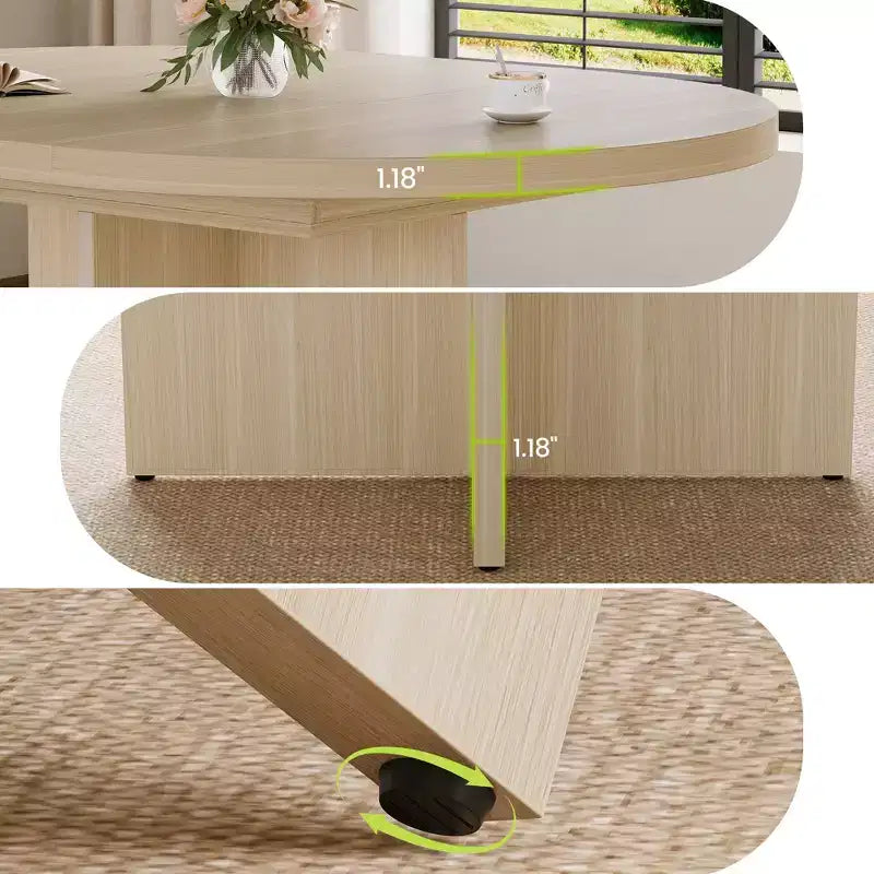 Extendable Dining Table, 43.3"–59", Seats 4–8, Wood Top with Hidden Storage and Cross Base
