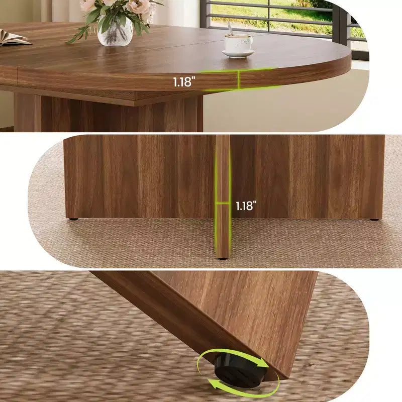 Extendable Dining Table, 43.3"–59", Seats 4–8, Wood Top with Hidden Storage and Cross Base
