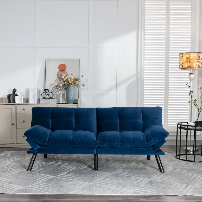 Divano letto pieghevole convertibile blu navy 70.87 con braccioli regolabili