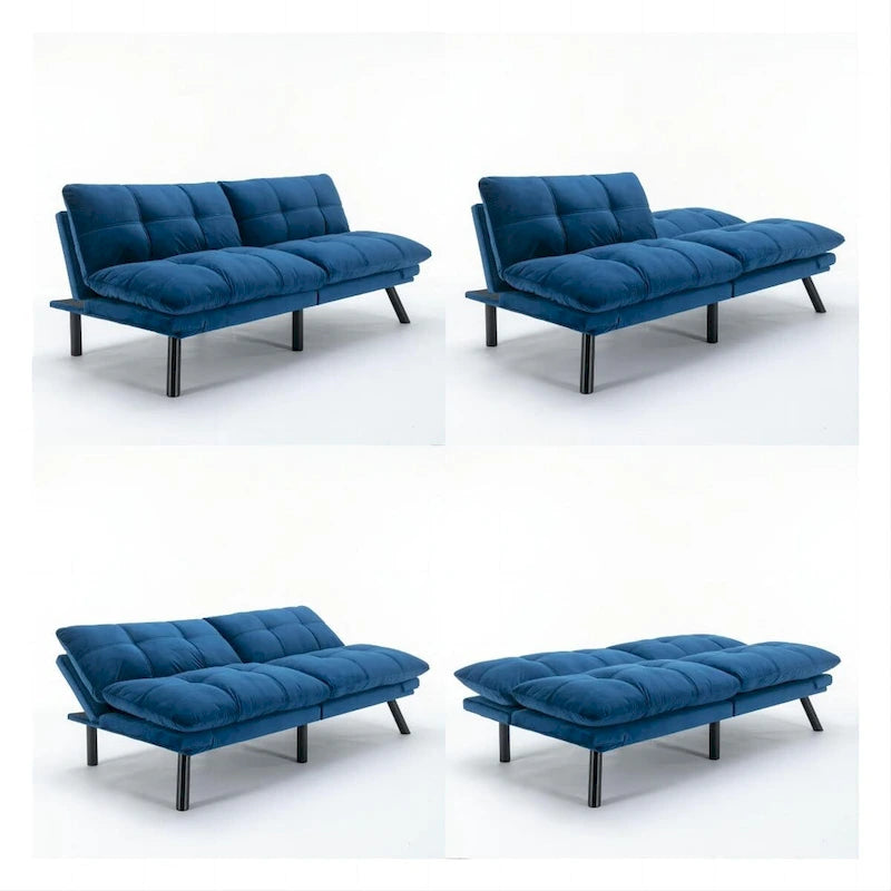 Divano letto pieghevole convertibile blu navy 70.87 con braccioli regolabili