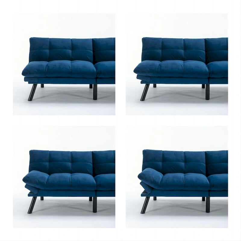 Divano letto pieghevole convertibile blu navy 70.87 con braccioli regolabili