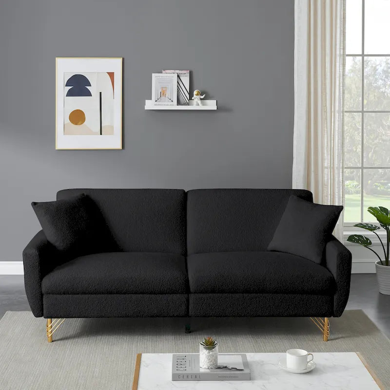 74.41 Inch Teddy Velvet sofa bed with Separate adjustment backrest and Storage Function
