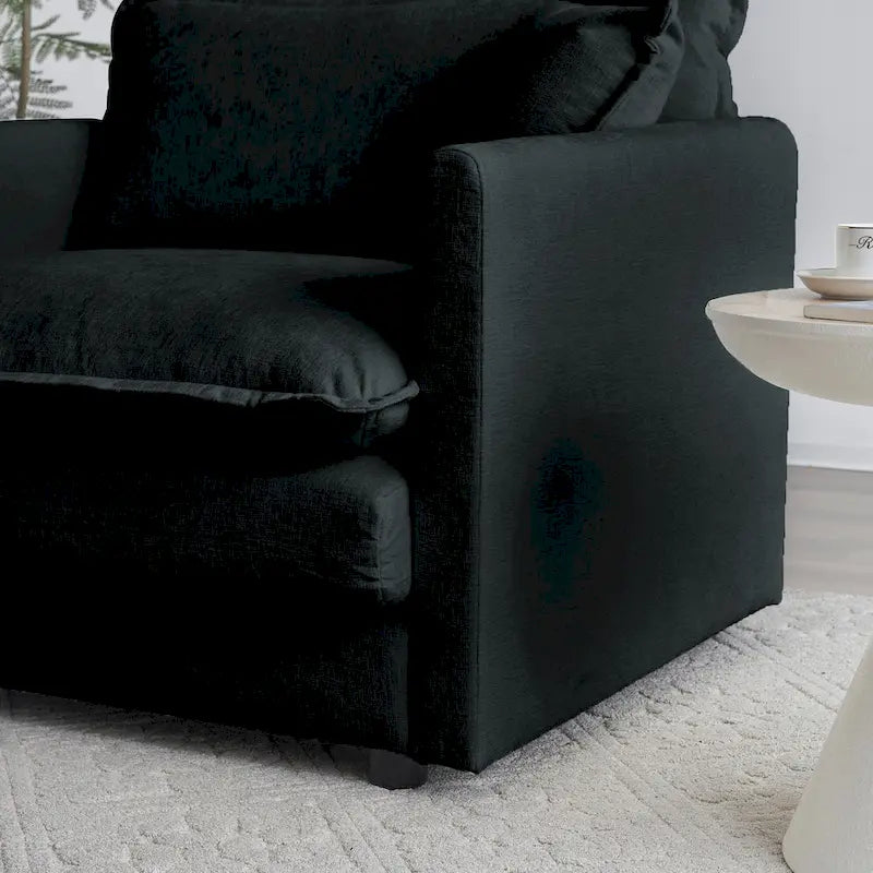 Black 3-Piece Chenille Sofa Set with Loveseat and 2 Single Sofas