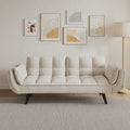57 Sofa Bed,Polyester Blend Comfy Futon Couch Bed with 2 Square Pillows, Convertible Sleeper Sofa with Adjustable Backrest