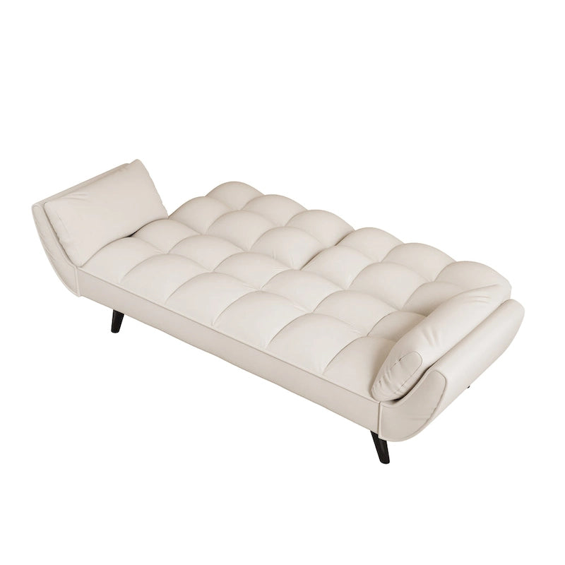 57 Sofa Bed,Polyester Blend Comfy Futon Couch Bed with 2 Square Pillows, Convertible Sleeper Sofa with Adjustable Backrest