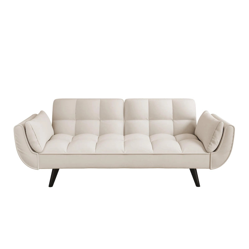 57 Sofa Bed,Polyester Blend Comfy Futon Couch Bed with 2 Square Pillows, Convertible Sleeper Sofa with Adjustable Backrest