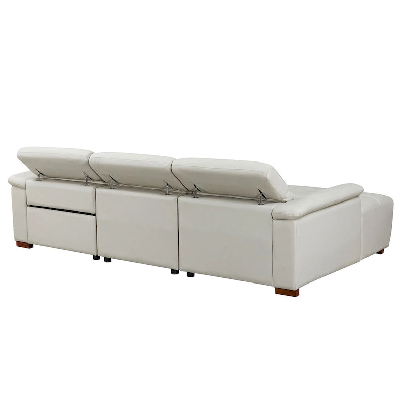 Wall-Hugger Reclining Sofa Modern Electric Control Genuine Leather L Shaped Couch, Seating Furniture with USB Port