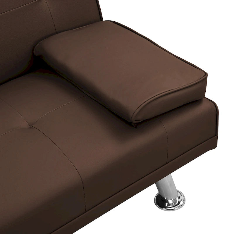 66.1 PVC Loveseat Sofa Bed with Wood Frame and Stainless Legs