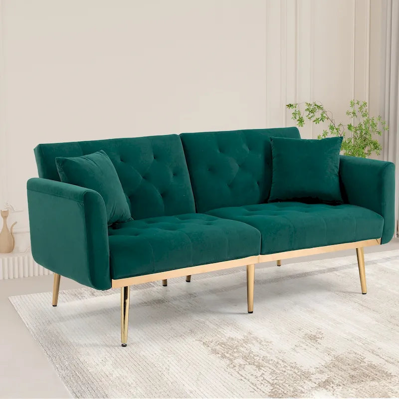65.35 Divano Letto Futon in Velluto con Schienale Regolabile