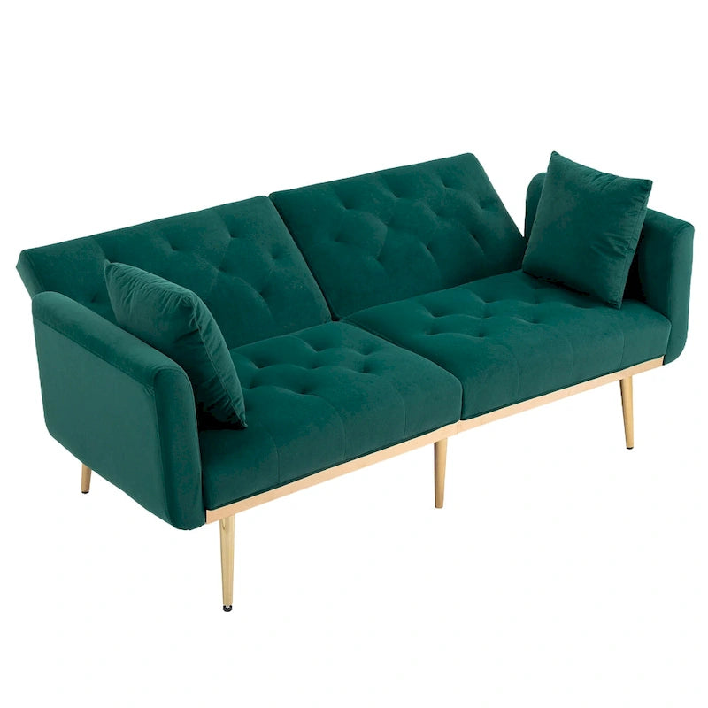 65.35 Divano Letto Futon in Velluto con Schienale Regolabile