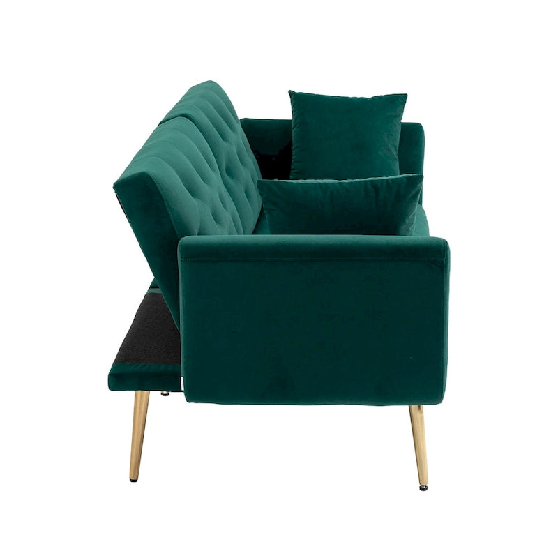 65.35 Divano Letto Futon in Velluto con Schienale Regolabile