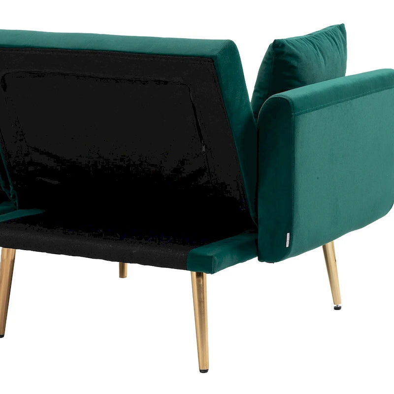 65.35 Divano Letto Futon in Velluto con Schienale Regolabile