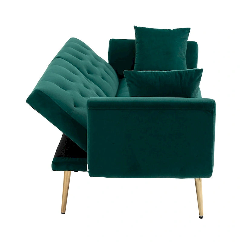 65.35 Divano Letto Futon in Velluto con Schienale Regolabile