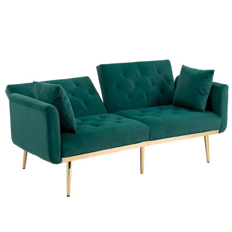 65.35 Divano Letto Futon in Velluto con Schienale Regolabile
