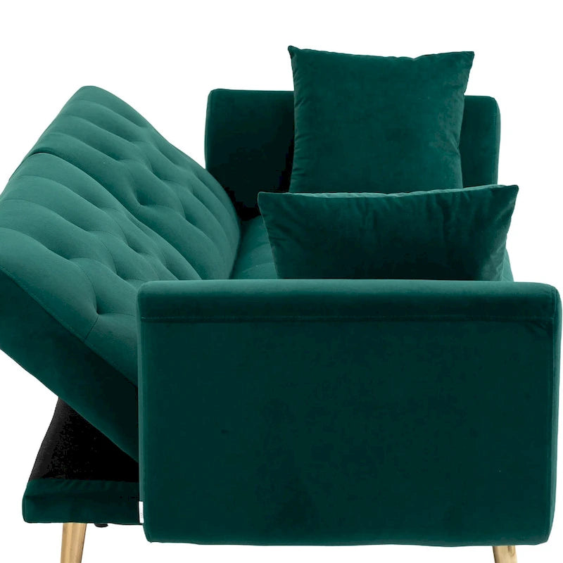 65.35 Divano Letto Futon in Velluto con Schienale Regolabile