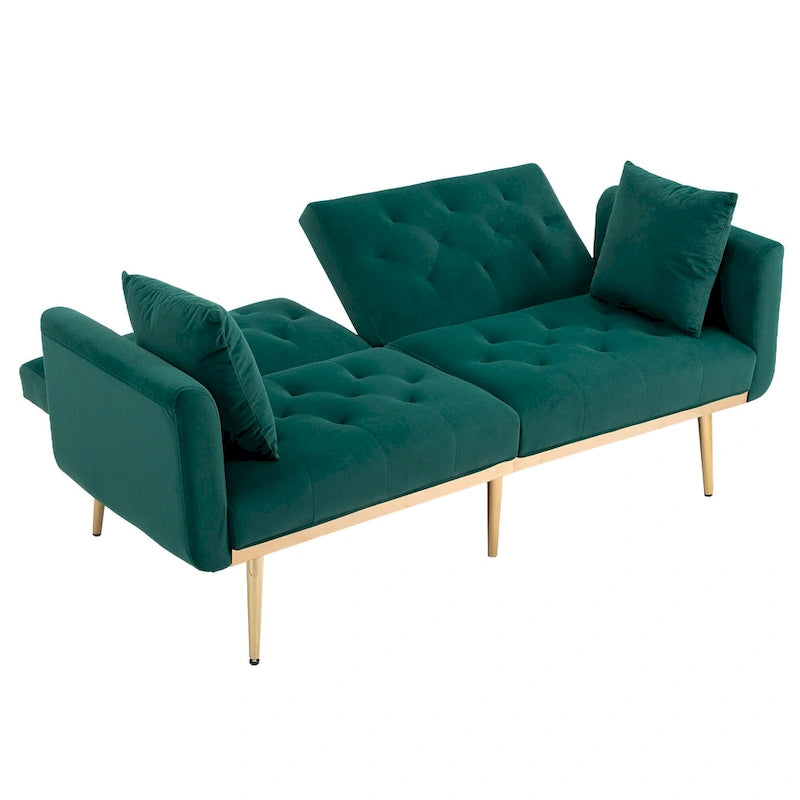 65.35 Divano Letto Futon in Velluto con Schienale Regolabile