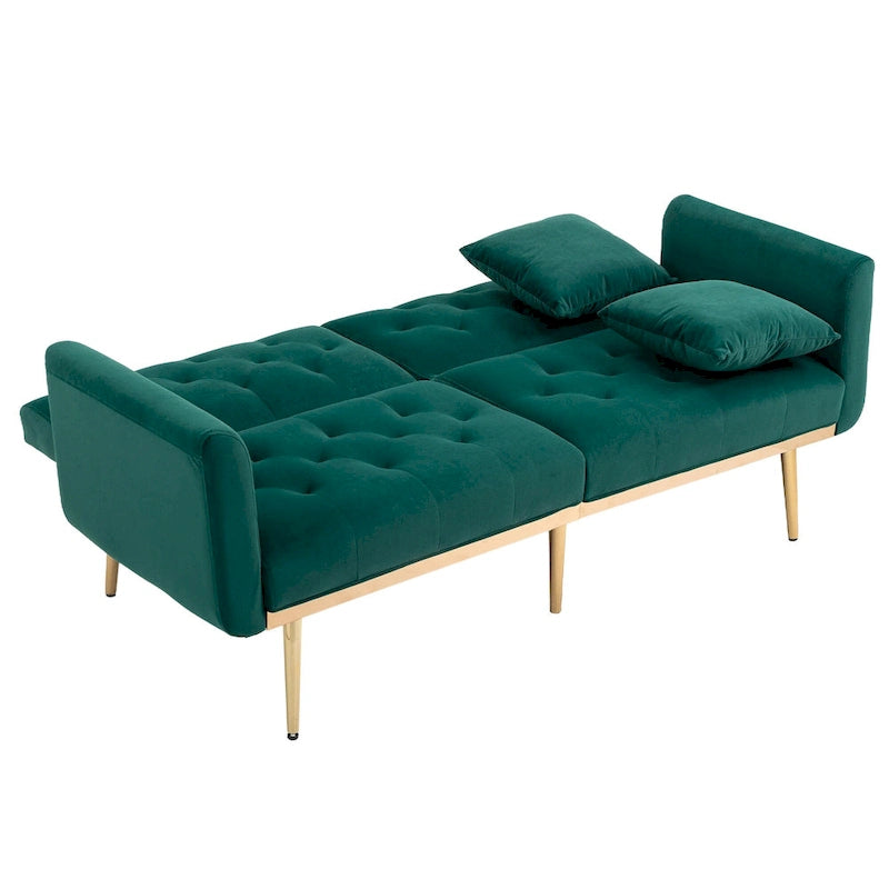 65.35 Divano Letto Futon in Velluto con Schienale Regolabile