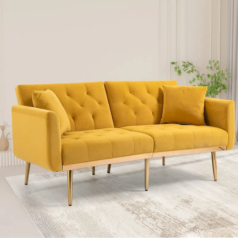 65.35 Divano Letto Futon in Velluto con Schienale Regolabile