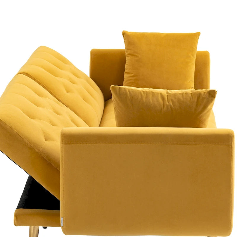 65.35 Divano Letto Futon in Velluto con Schienale Regolabile