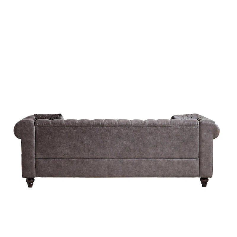 Divano a 3 posti Chesterfield 85.5 in tessuto tecnico con cuscini