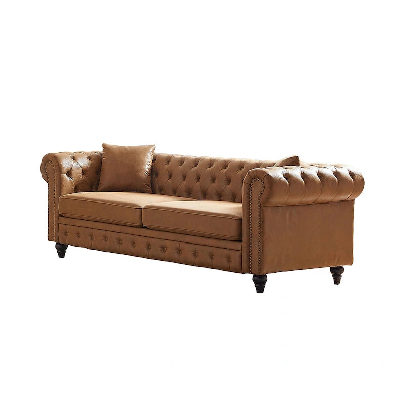 Divano a 3 posti Chesterfield 85.5 in tessuto tecnico con cuscini